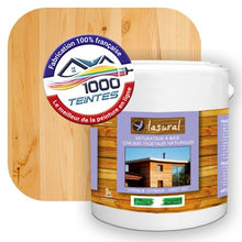 Charger l'image dans la galerie, Saturateur écologique Natura Lasural® Pin Du Nord (Bois Classic BC06) Intérieur/Extérieur MAT pour 24 m² - (conditionnement de 3.00 L) avec une pastille de ton pin du nord en fond d'image