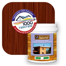 Charger l'image dans la galerie, Saturateur écologique Natura Lasural® Redwood (Bois Classic BC07) Intérieur/Extérieur MAT pour 8 m² - (conditionnement de 1.00 L) avec une pastille de ton redwood en fond d'image