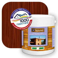 Charger l'image dans la galerie, Saturateur écologique Natura Lasural® Redwood (Bois Classic BC07) Intérieur/Extérieur MAT pour 24 m² - (conditionnement de 3.00 L) avec une pastille de ton redwood en fond d'image